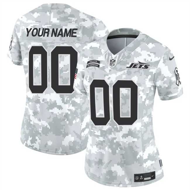 Womens New York Jets Active Player Custom 2024 F.U.S.E Arctic Camo Salute To Service Limited Stitched Jersey(Run Small)